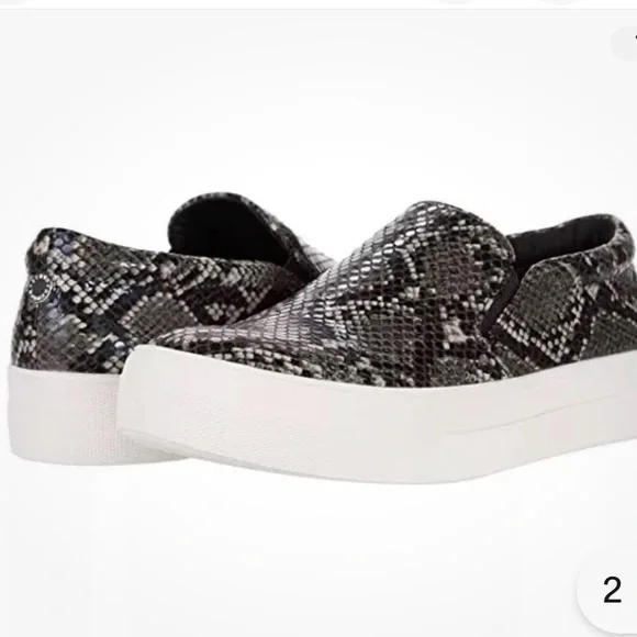 Steven Madden. | Neutral Colour Snake Print Slip On Flat Shoes - Picture 1 of 15